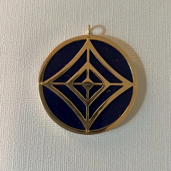 Lapis Gold Plated Art Deco Pendant- New- Custom Made - Picture 13 of 17